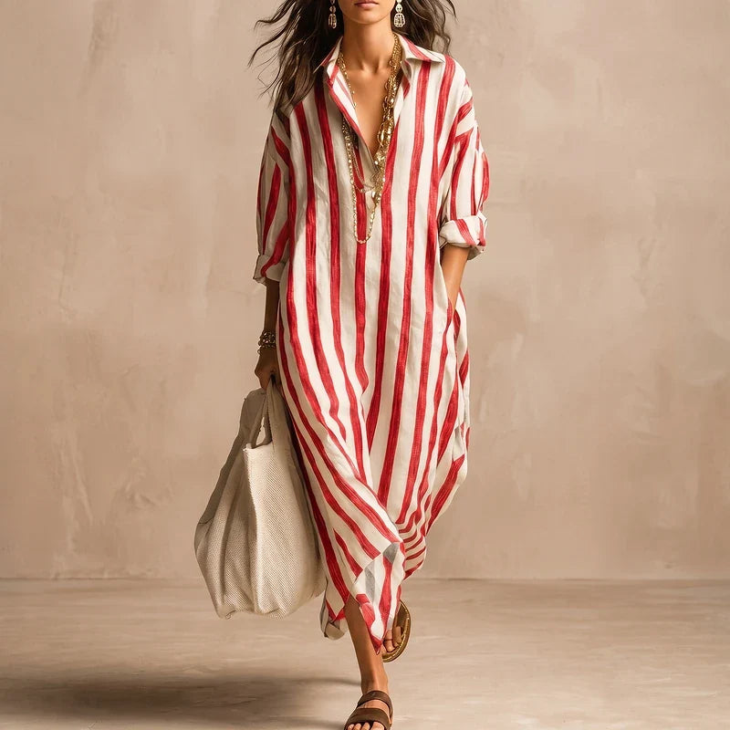 Leonie Striped Linen Shirt Dress