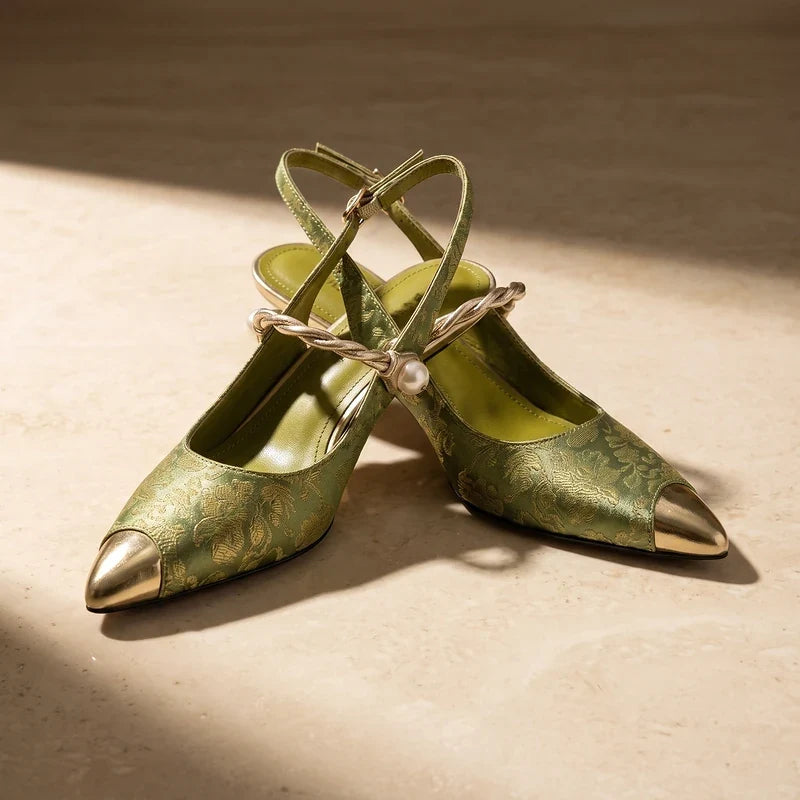 Cosette Satin Pointed Toe Kitten Heels