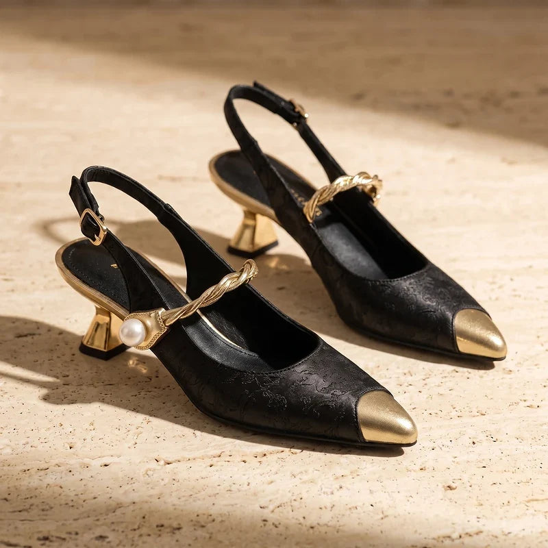 Cosette Satin Pointed Toe Kitten Heels