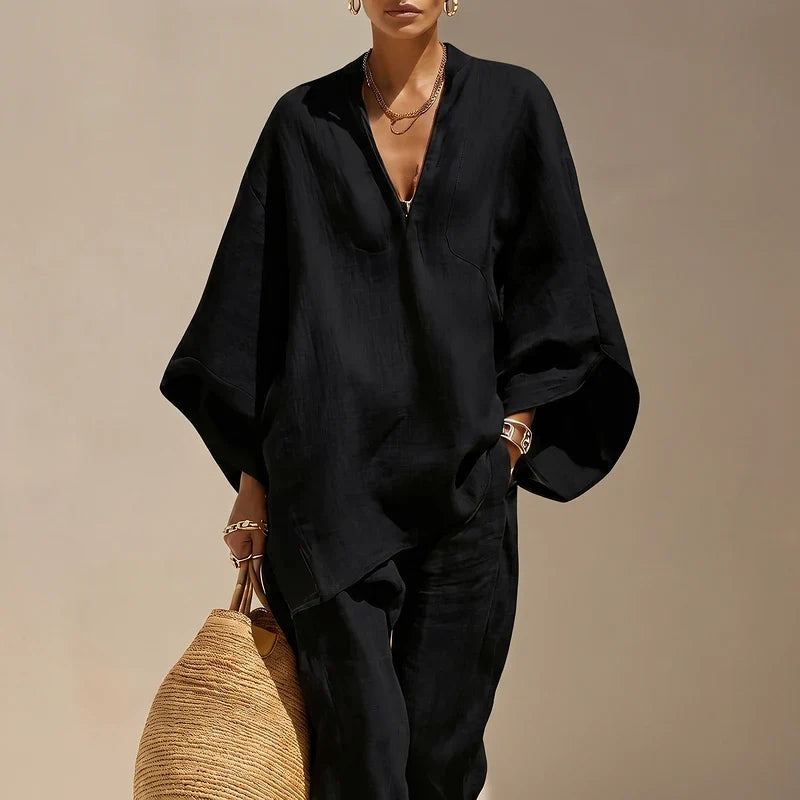 Noemie Linen Two Piece Pants Set