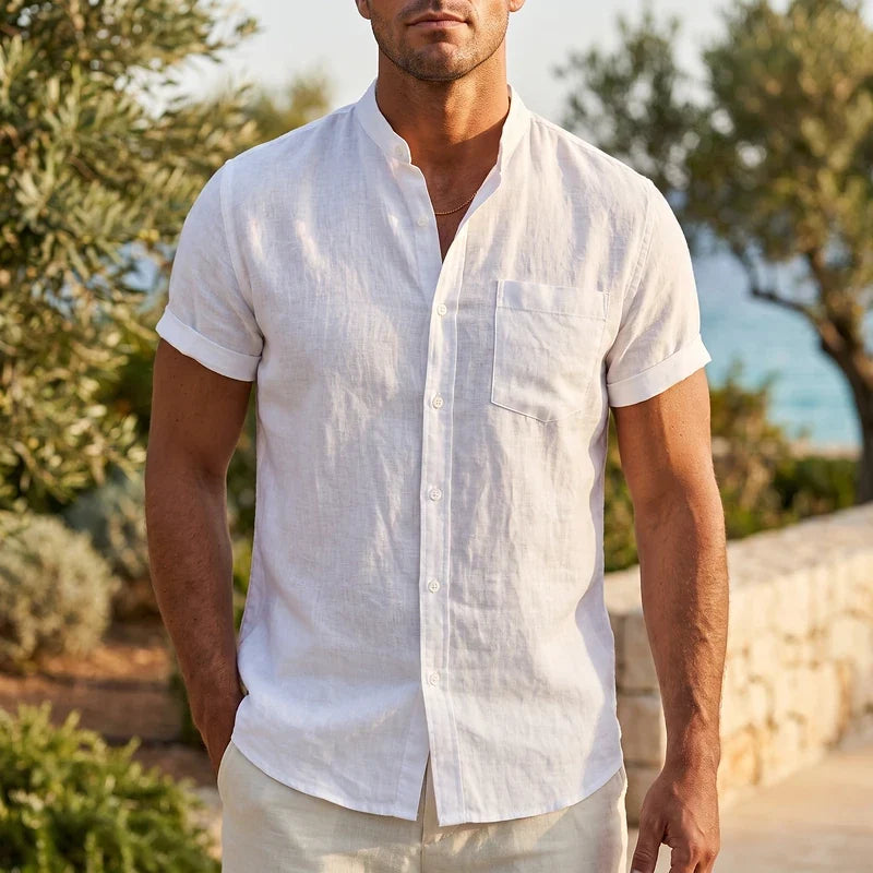 Norwood Collarless Linen Shirt