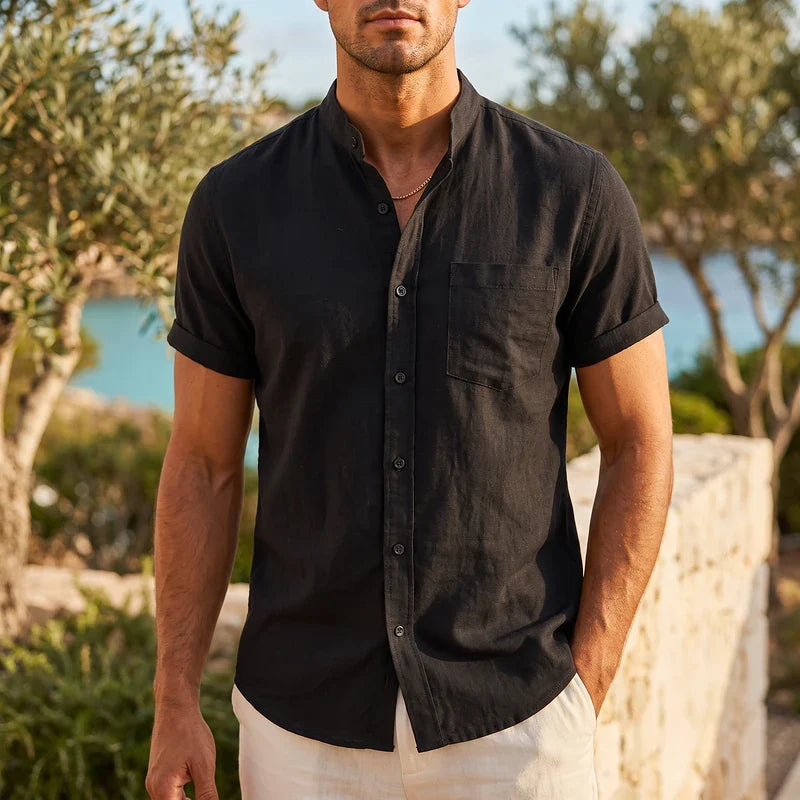 Norwood Collarless Linen Shirt