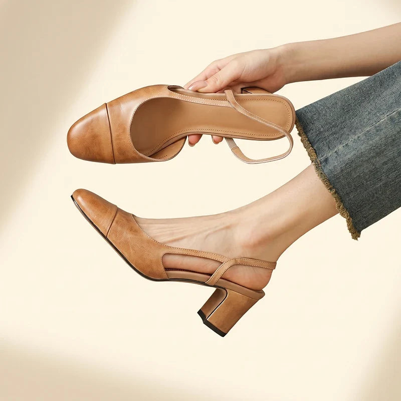 Honora Leather Slingback Block Heels