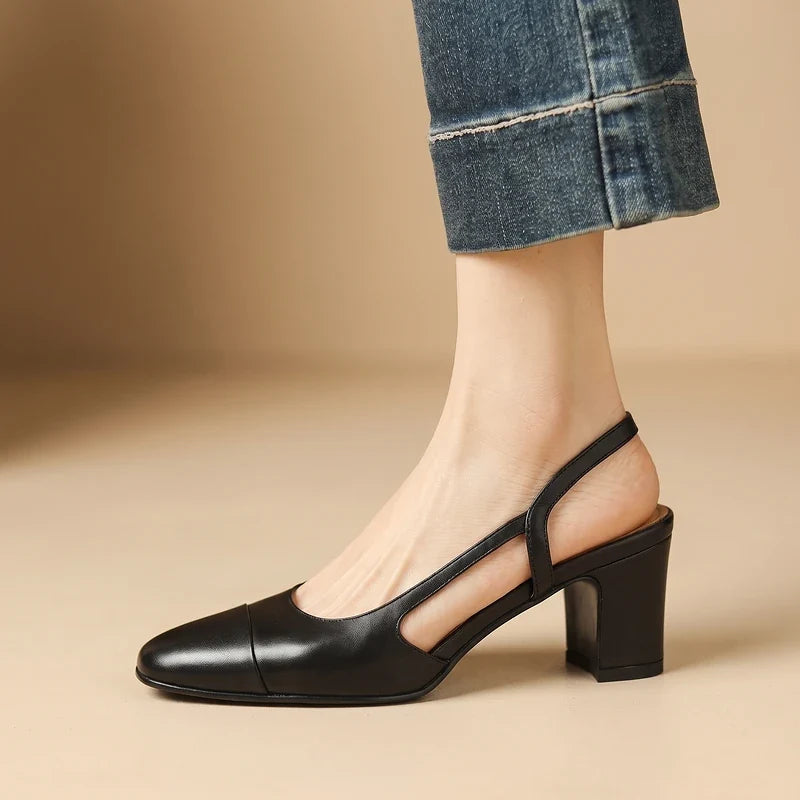 Honora Leather Slingback Block Heels