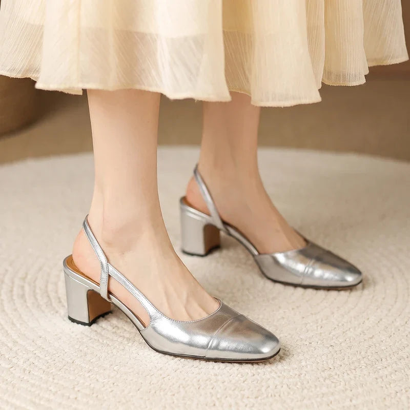 Honora Leather Slingback Block Heels