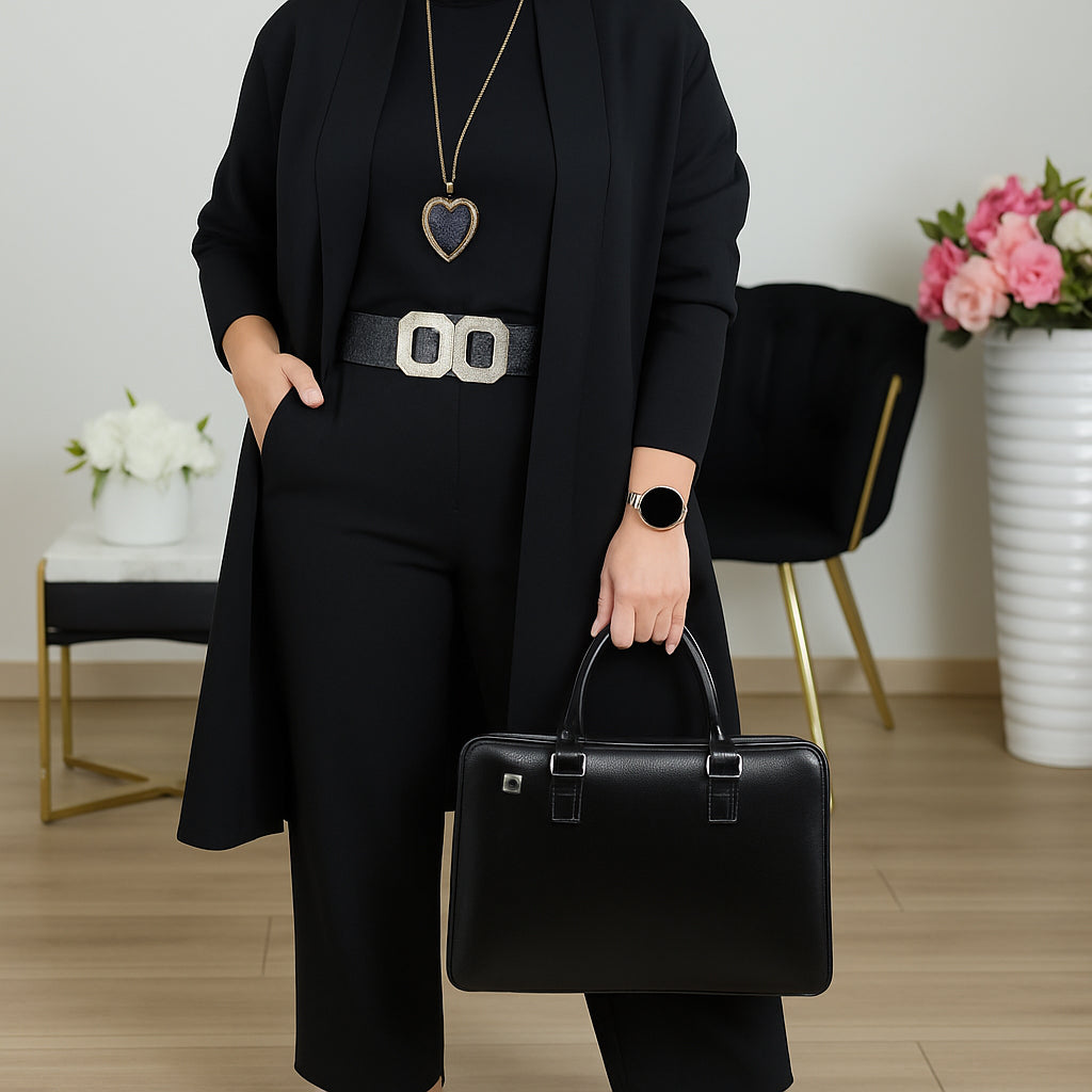 Women's Three Piece Pant Suit | Matching Jacket, Coat and Trousers | Structured Cut in a Breathable Fabric | Size S-5XL, 5 Colors