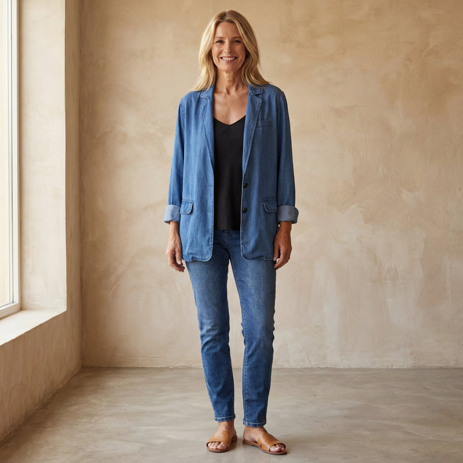 Women's Blazer with Fitted Cut and Zip Closure