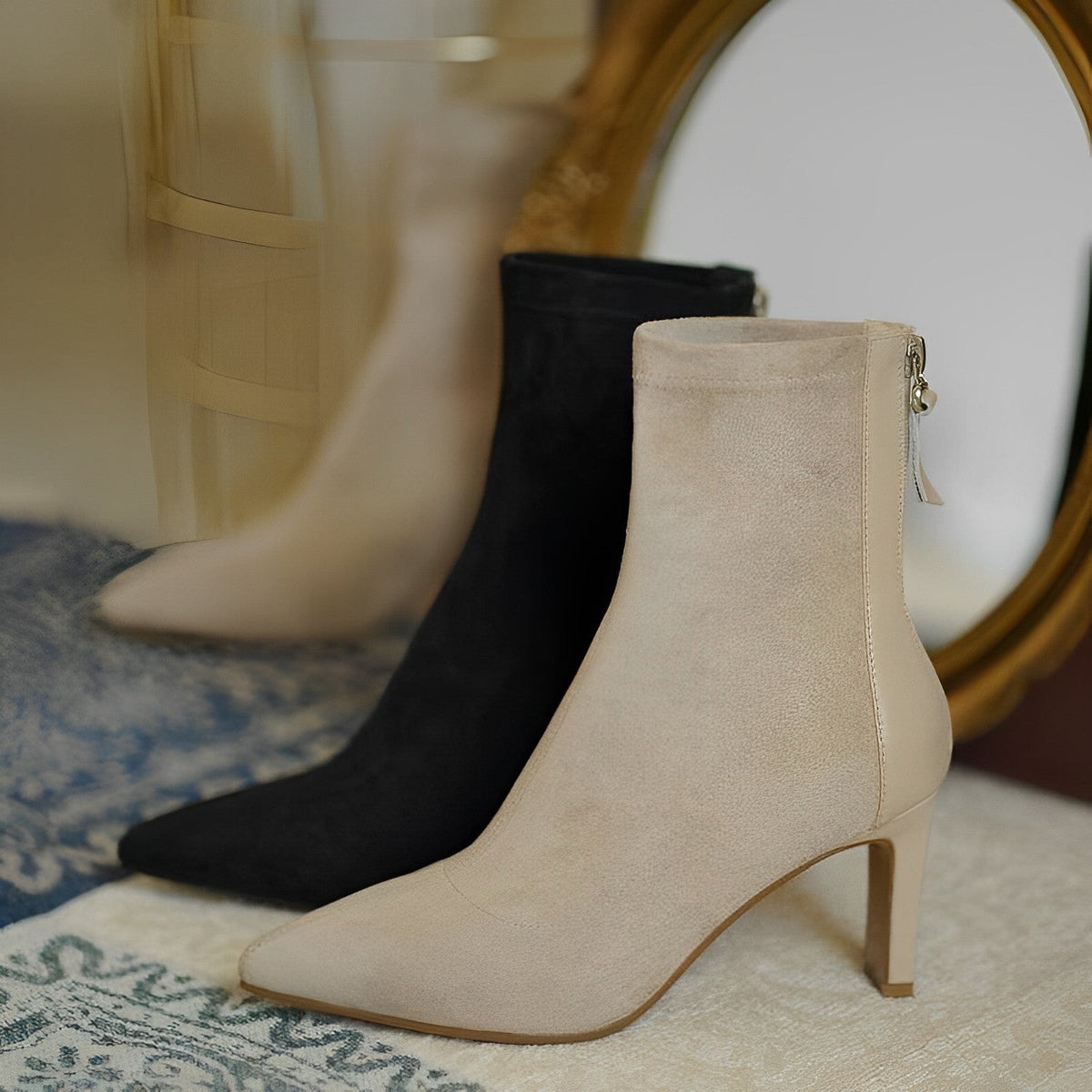 Women's Pointed-Toe Ankle Boots, High Stiletto Heel, Side Zipper