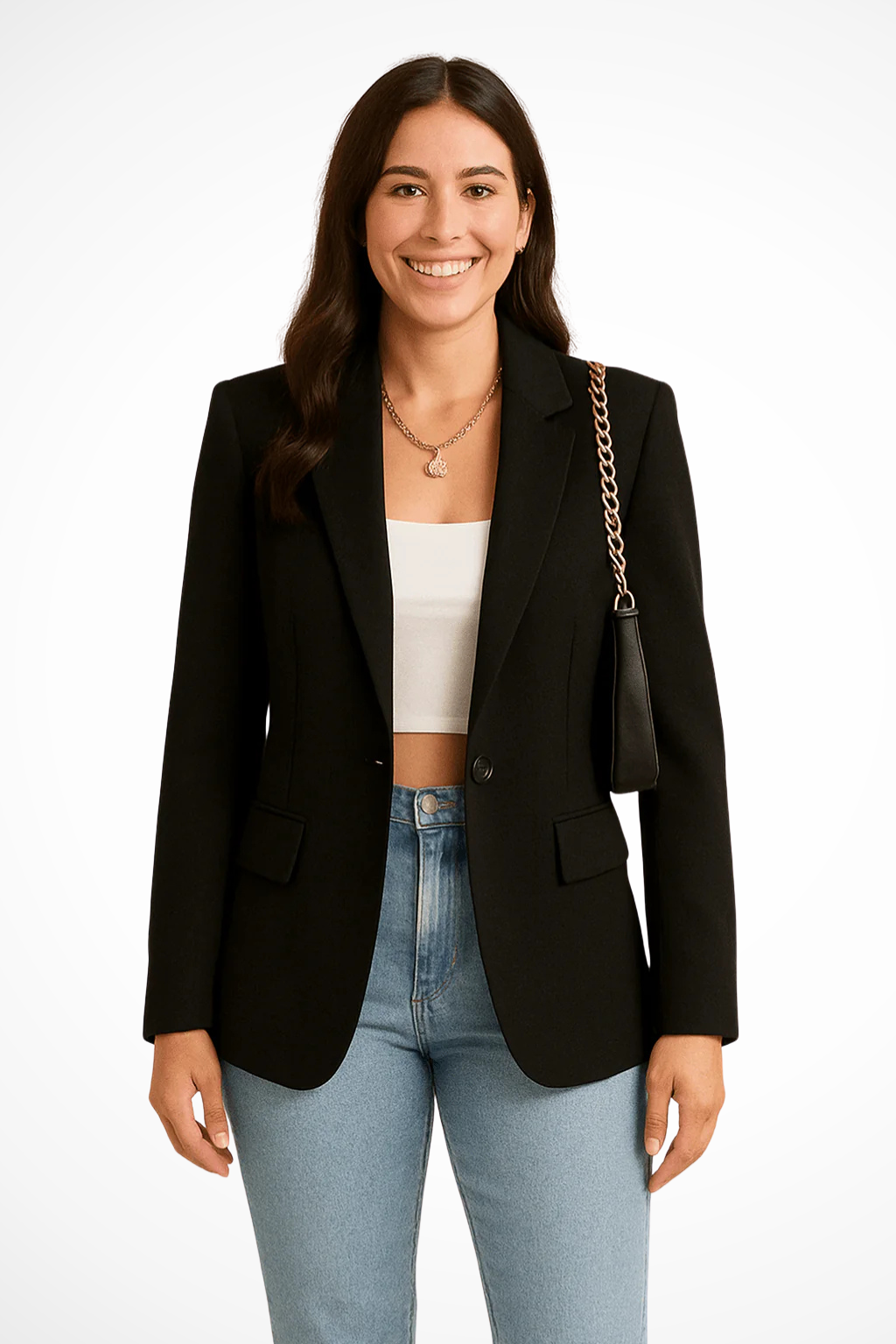 Women's Tailored Blazer, Notched Lapel, Long Sleeves