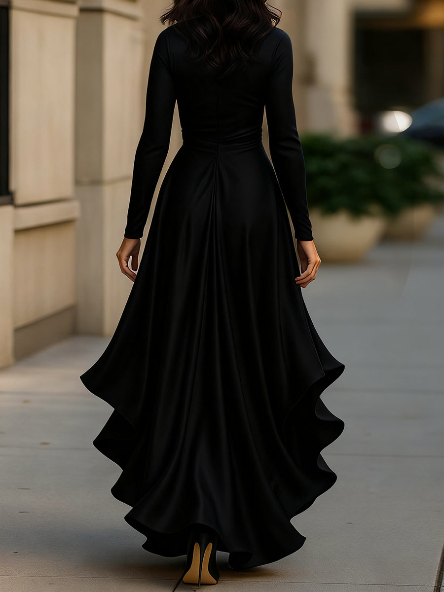 Palma | Draped Satin Maxi Dress with Ruffles™