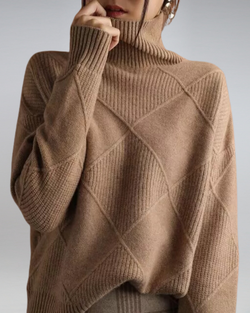 Women's Turtleneck Sweater | Size S-XL | Grey, Beige, Black, Yellow, Brown, Pink