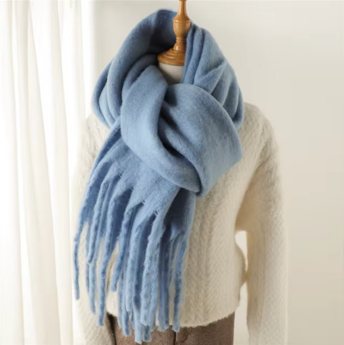 Elyra | Womens Pashmina Scarf with Long Tassels | Thick Soft Weave, Doubles as a Wrap or Blanket | in 20 Colors