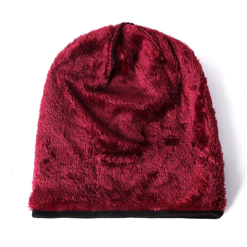Alex | Unisex Herringbone Knit Beanie with Faux Fur Lining | Windproof, Stretch Slouch Fit | Burgundy, Charcoal and More
