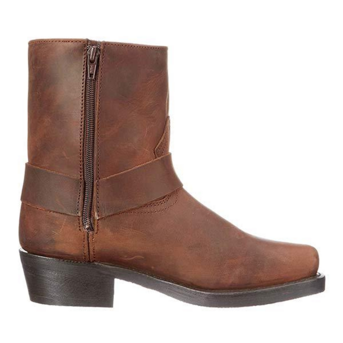 Men's Cowboy Ankle Boots, Decorative Strap, Low Heel