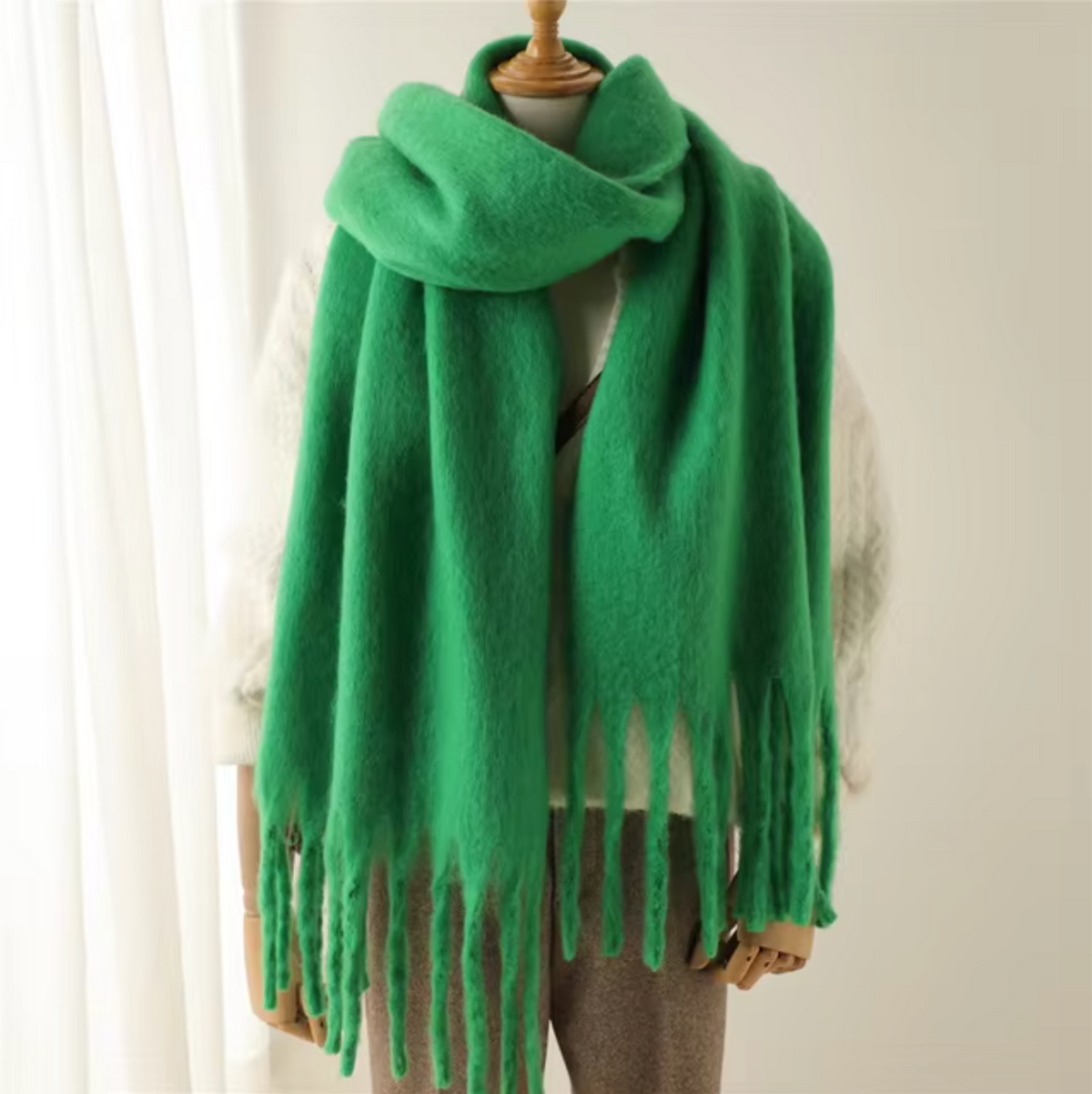 Elyra | Womens Pashmina Scarf with Long Tassels | Thick Soft Weave, Doubles as a Wrap or Blanket | in 20 Colors