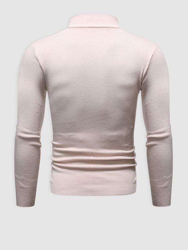 Men's Slim Fit Turtleneck Sweater, Long Sleeves, Ribbed Trims