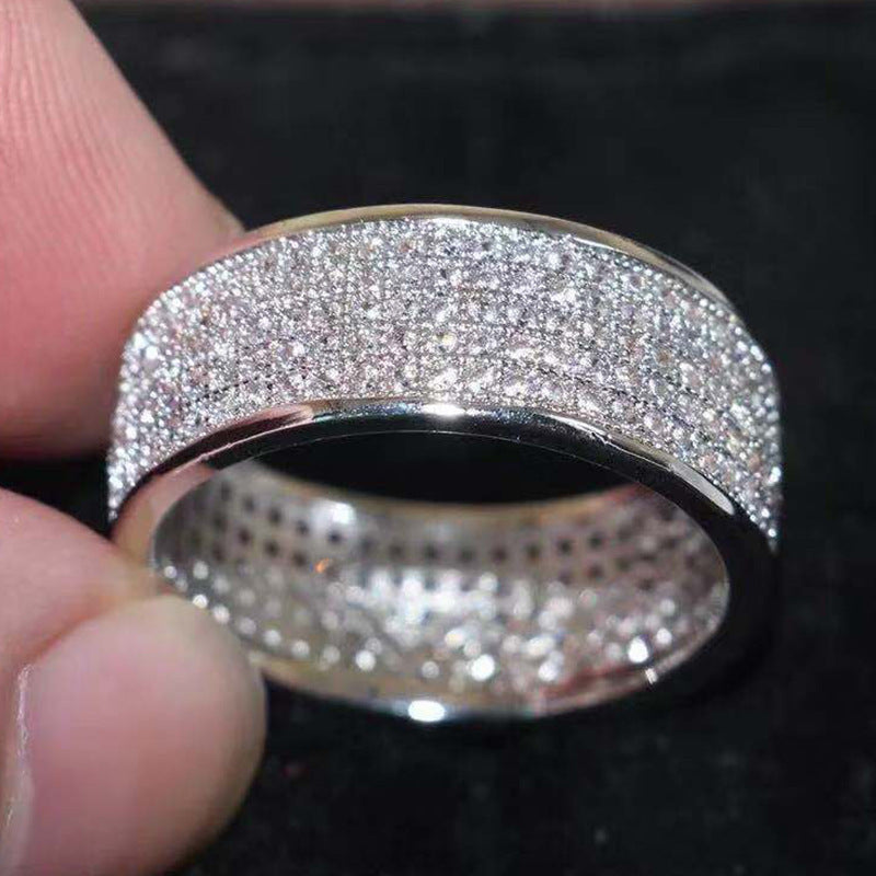 White Gold Statement Ring - Modern Elegant Design for Women