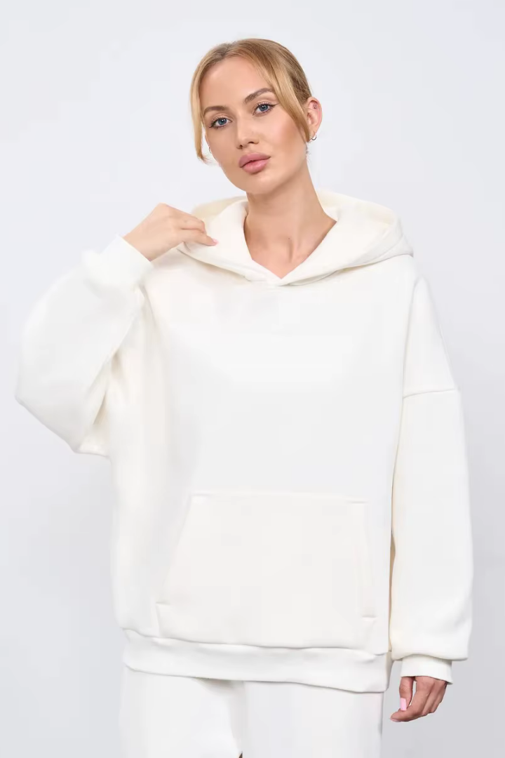Kerstin Cotton Oversized Hooded Fleece Sweatshirt