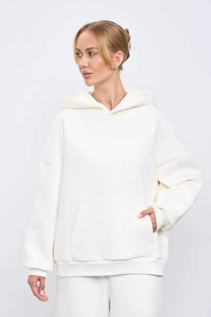 Kerstin Cotton Oversized Hooded Fleece Sweatshirt