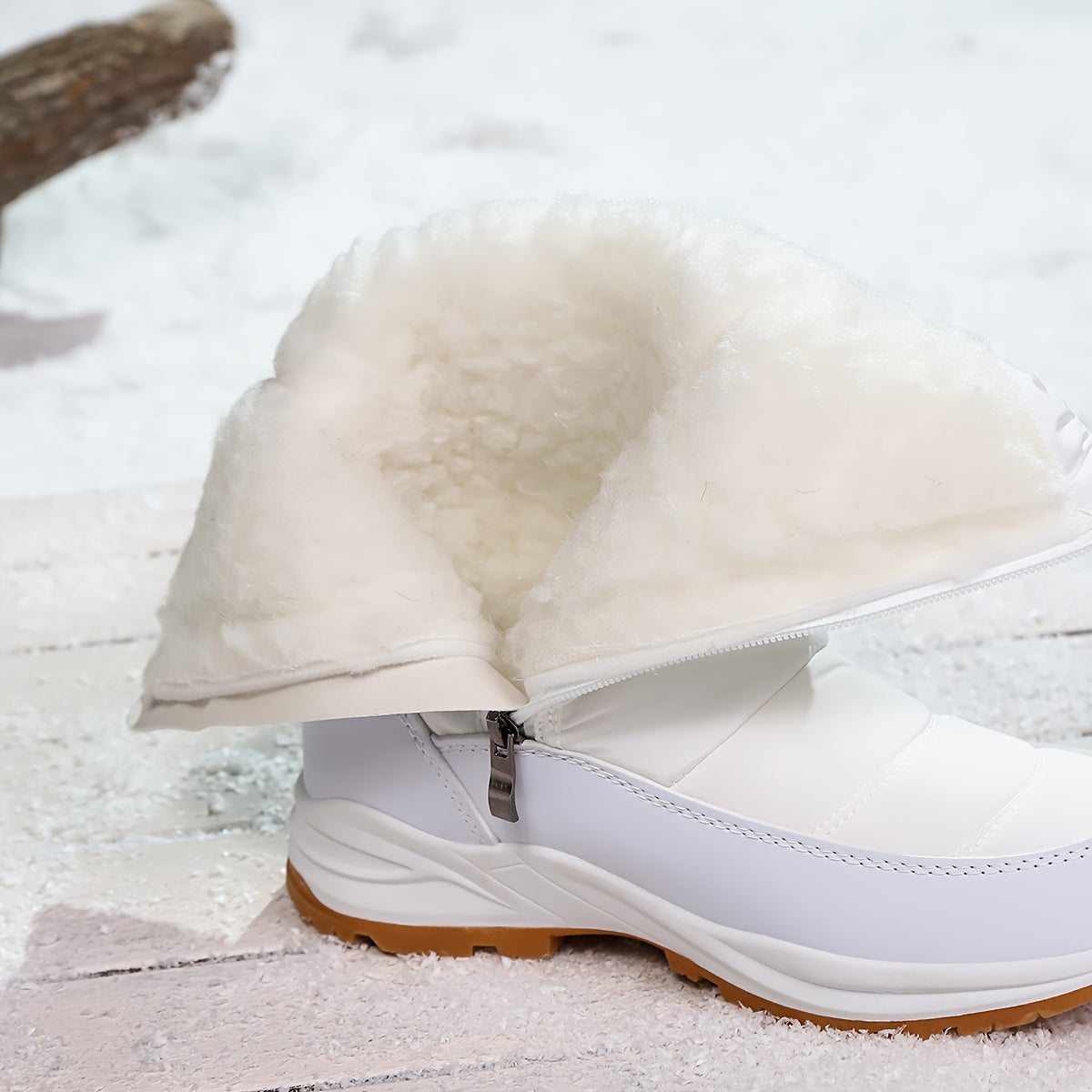 Women's Waterproof Winter Snow Boots Mid Calf Faux Fur Lined Side Zip