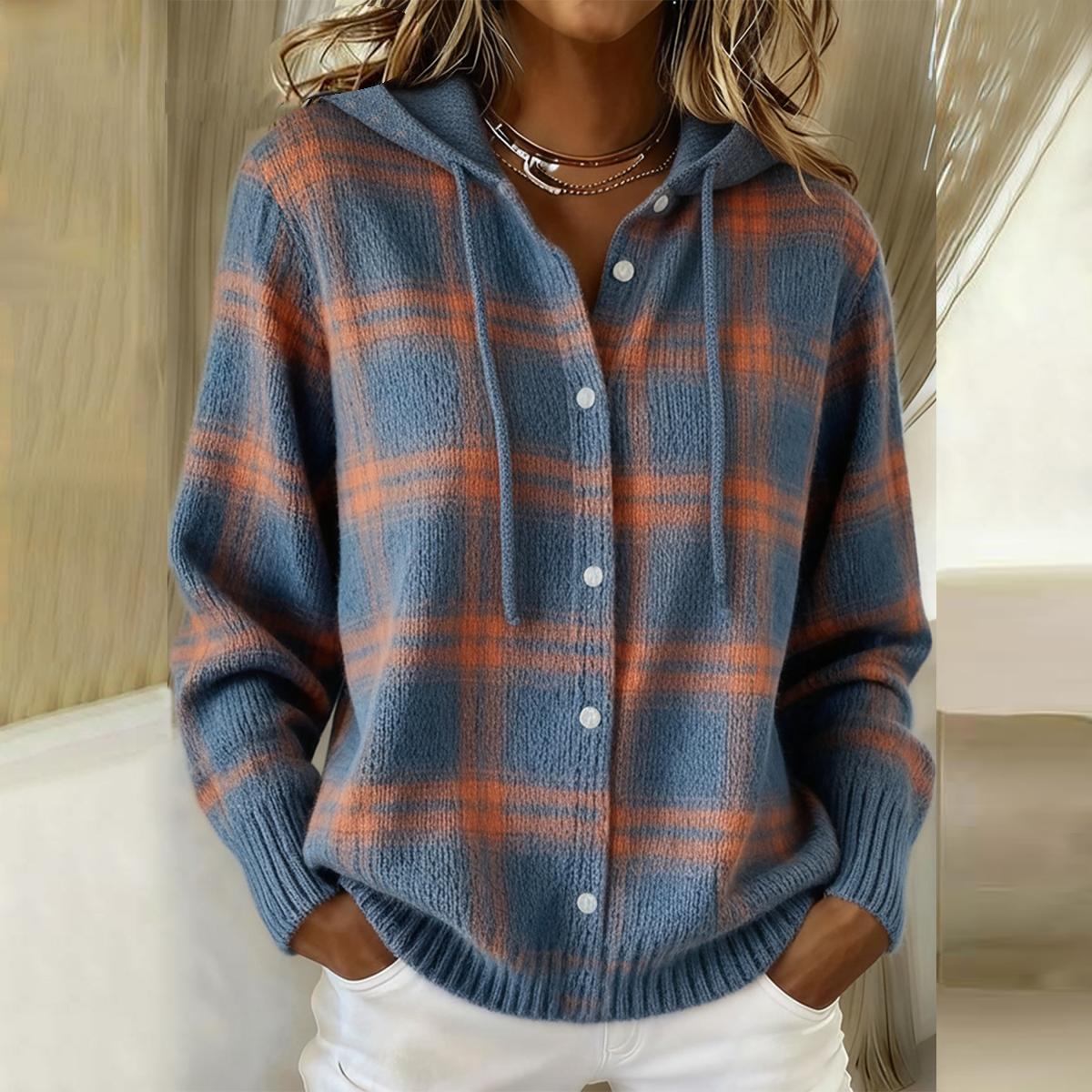 Women's Hoodie with Button Front | Size S-2XL | Blue