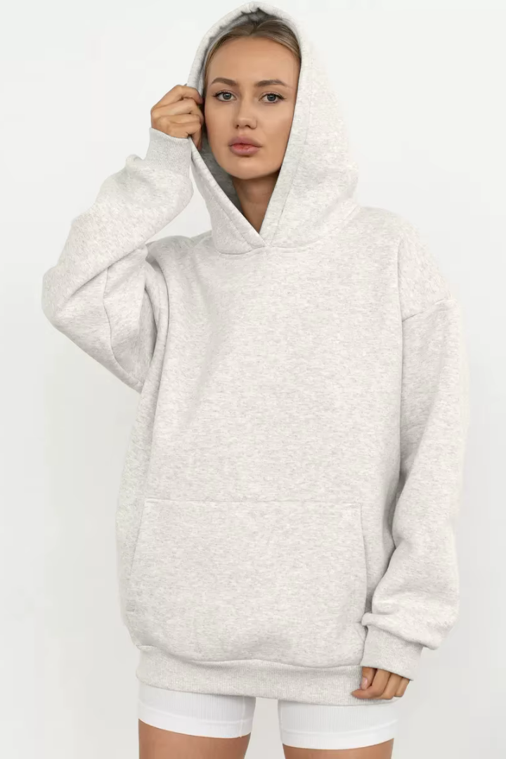Kerstin Cotton Oversized Hooded Fleece Sweatshirt