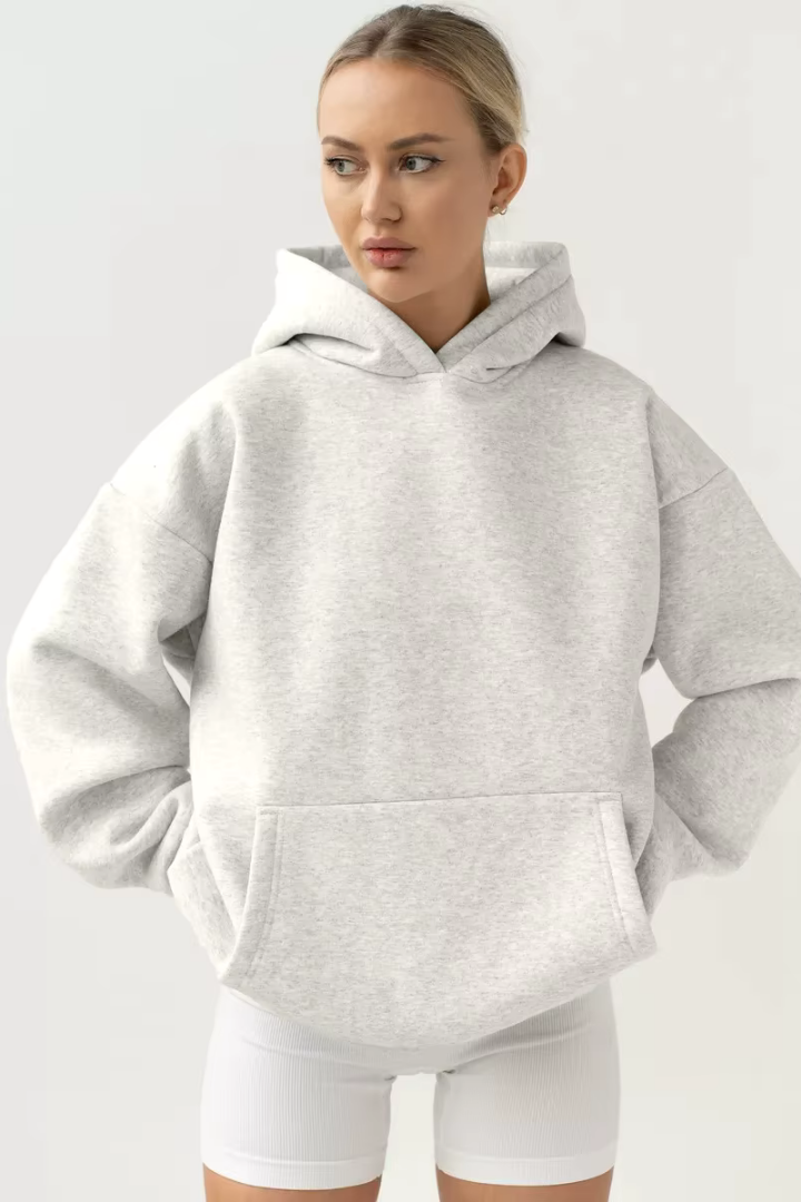 Kerstin Cotton Oversized Hooded Fleece Sweatshirt