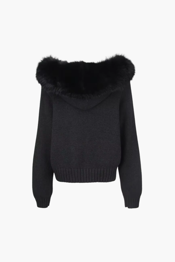 Inga Faux Fur Hood Knit Bomber Jacket