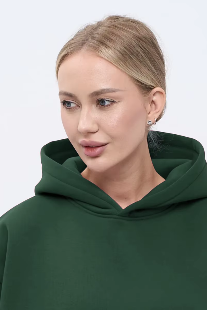 Kerstin Cotton Oversized Hooded Fleece Sweatshirt