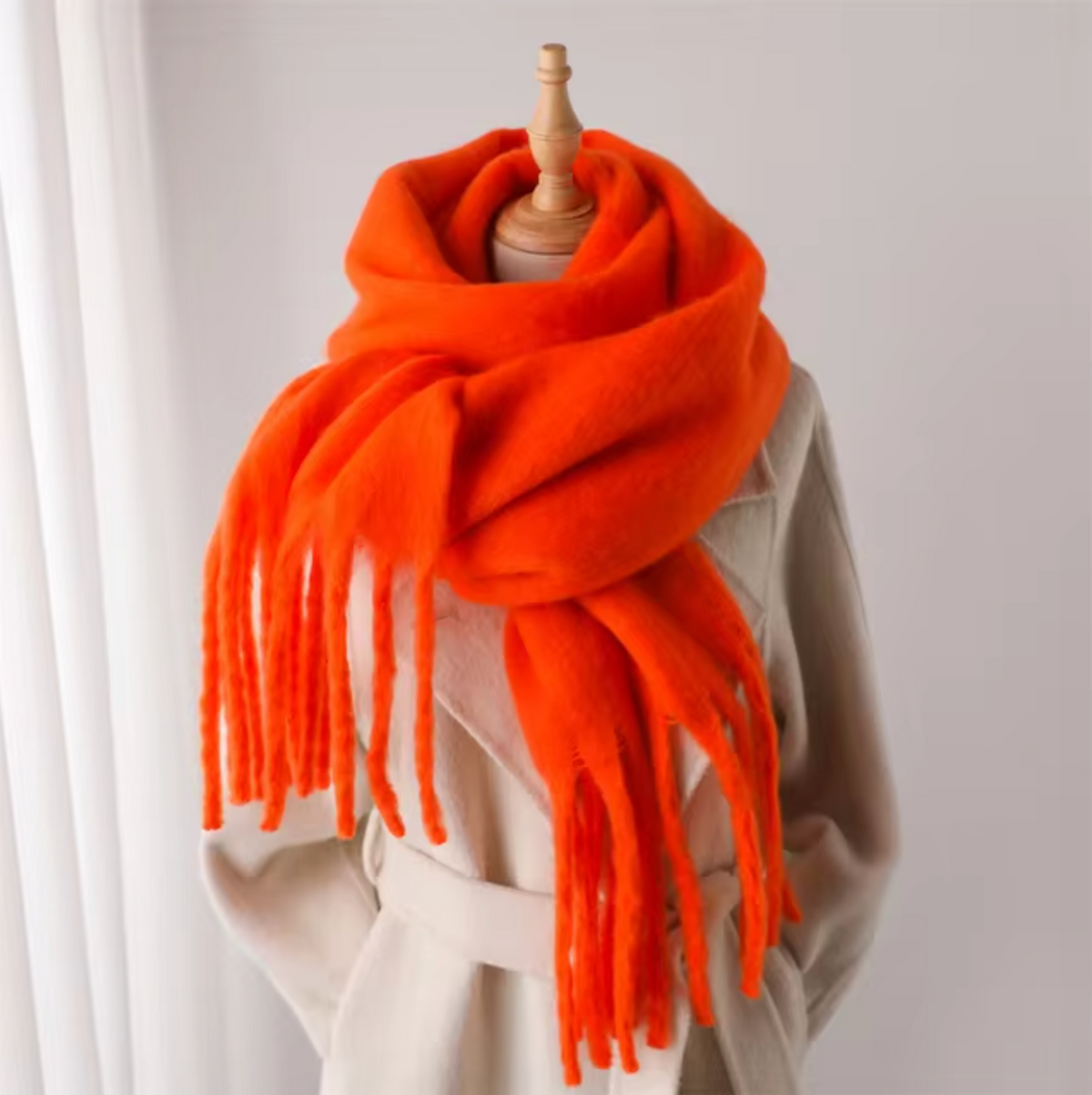 Elyra | Womens Pashmina Scarf with Long Tassels | Thick Soft Weave, Doubles as a Wrap or Blanket | in 20 Colors