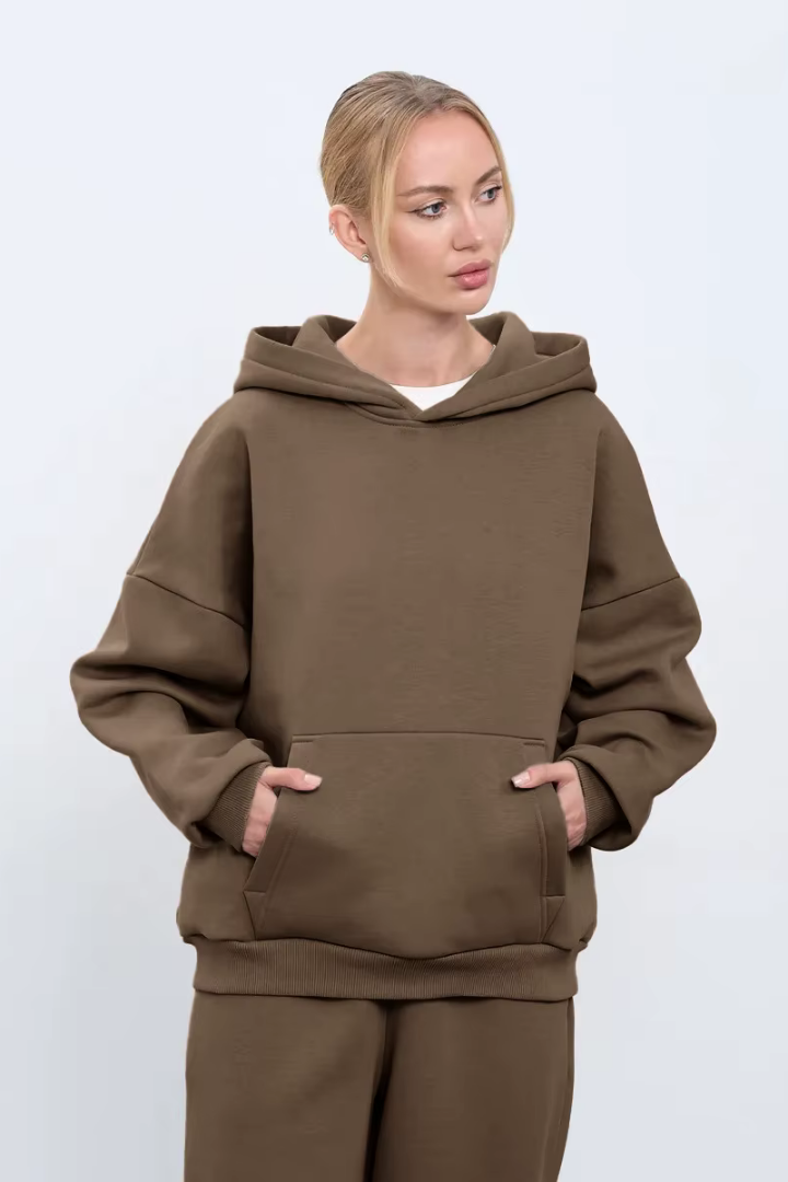 Kerstin Cotton Oversized Hooded Fleece Sweatshirt