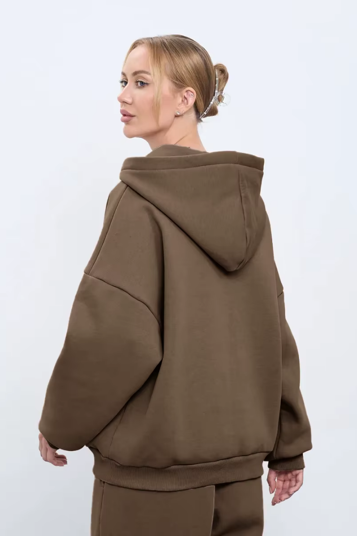 Kerstin Cotton Oversized Hooded Fleece Sweatshirt