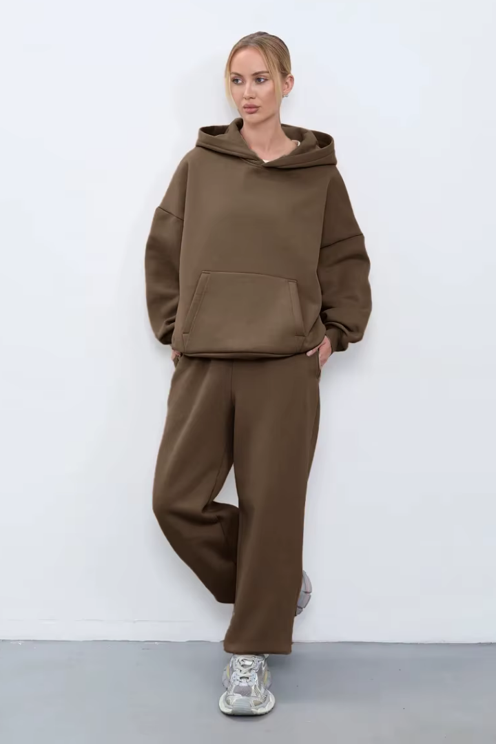 Kerstin Cotton Oversized Hooded Fleece Sweatshirt