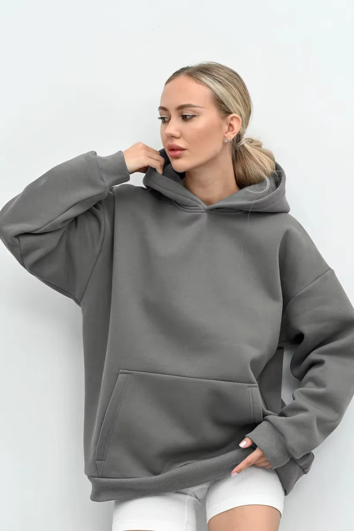 Kerstin Cotton Oversized Hooded Fleece Sweatshirt