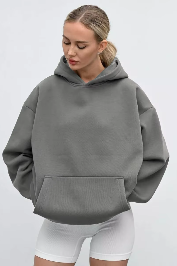 Kerstin Cotton Oversized Hooded Fleece Sweatshirt