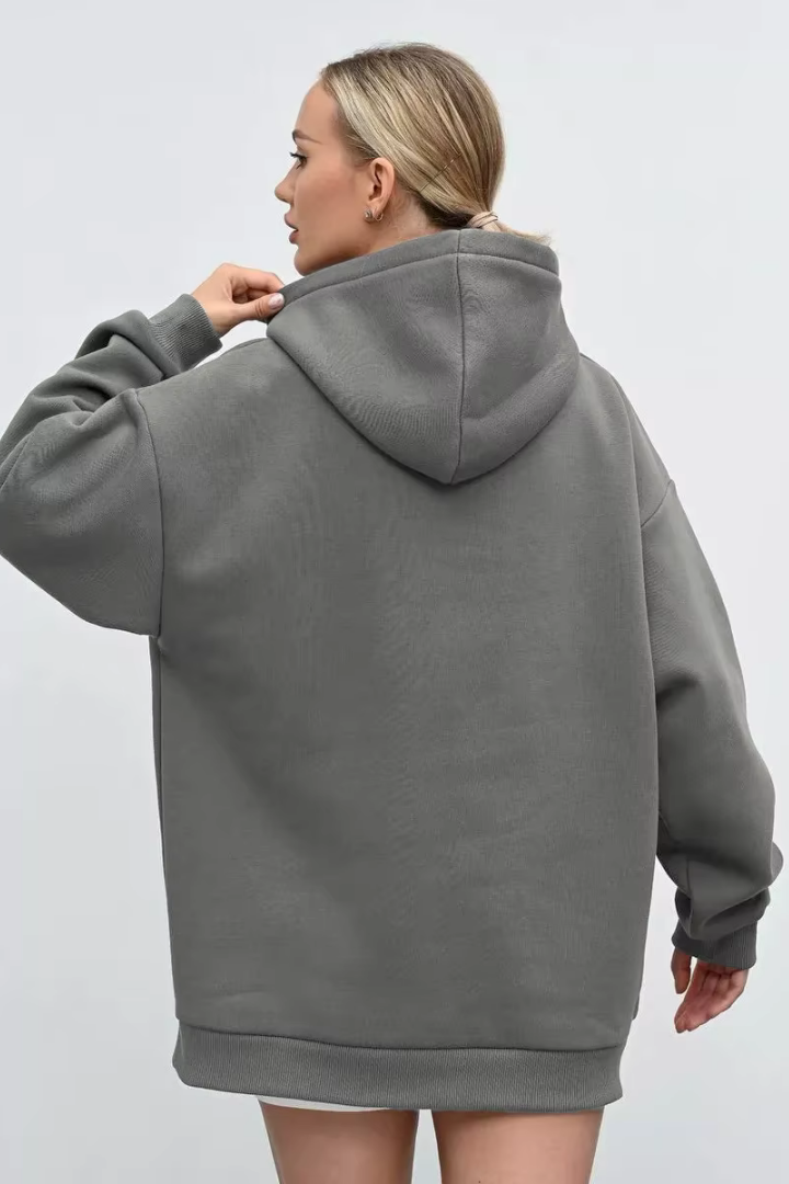 Kerstin Cotton Oversized Hooded Fleece Sweatshirt