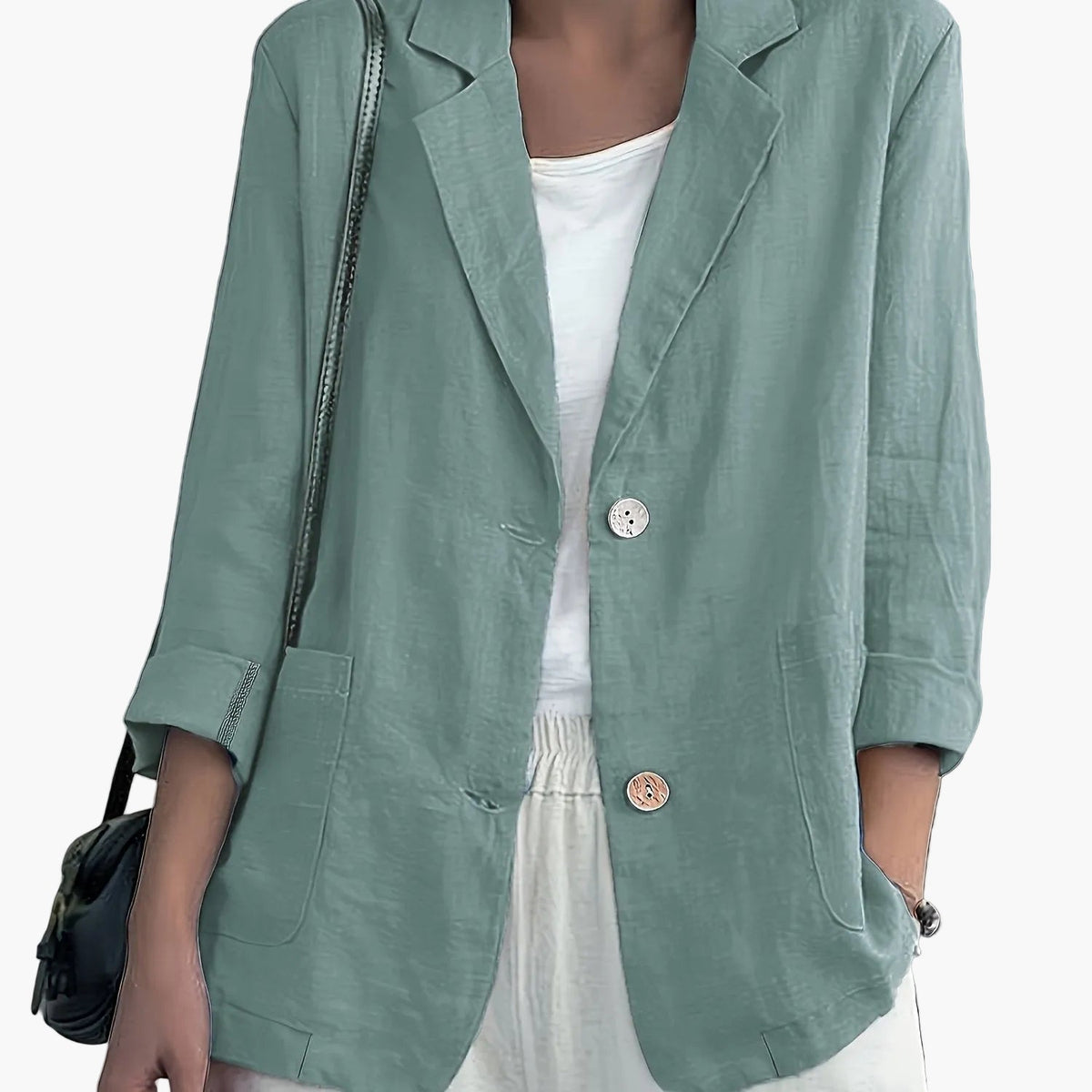 Women's Casual Blazer, Notched Lapels, Long Sleeves