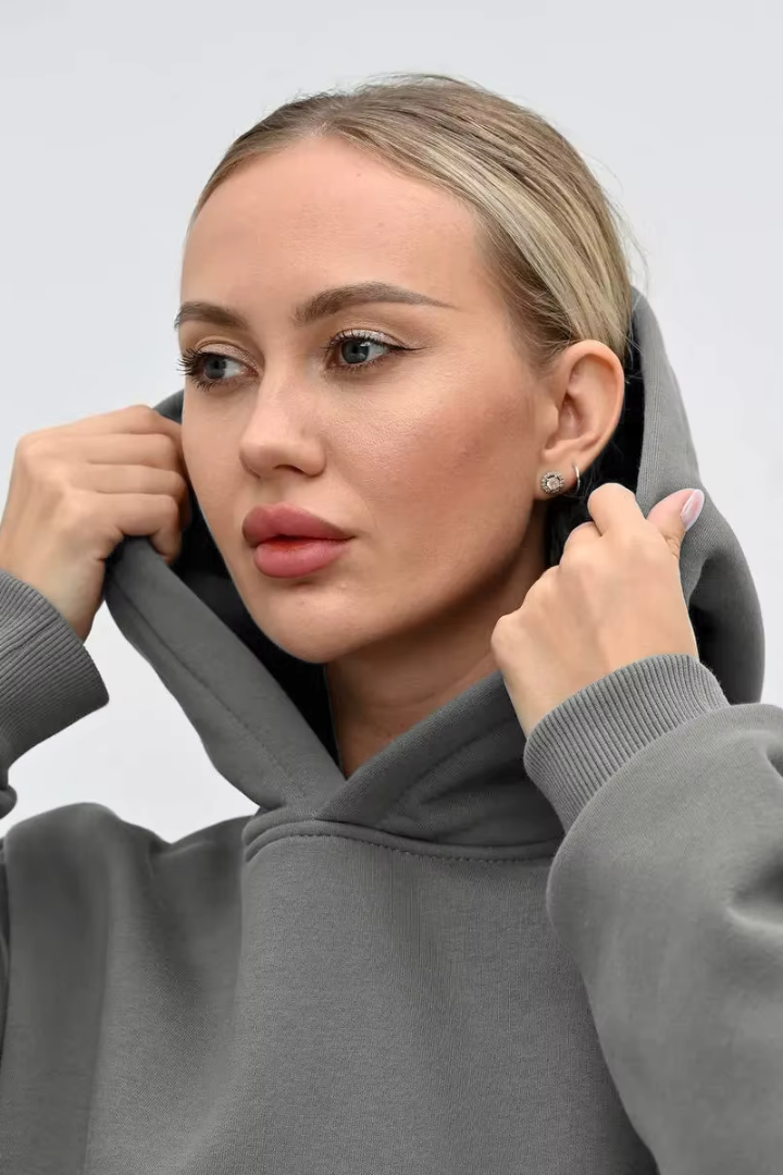Kerstin Cotton Oversized Hooded Fleece Sweatshirt