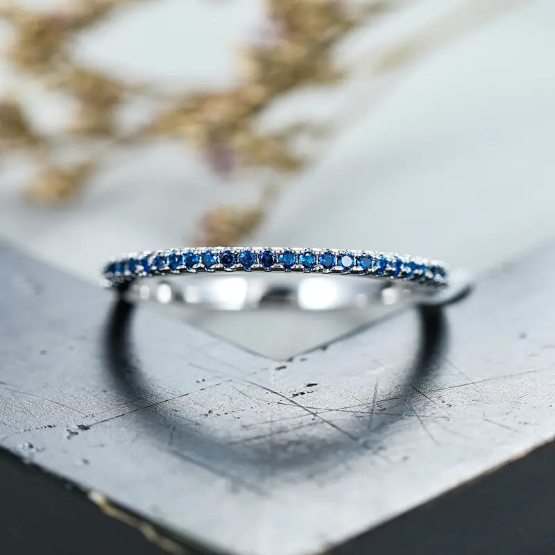 White Gold Statement Ring with Azure Stone - Soraya Design