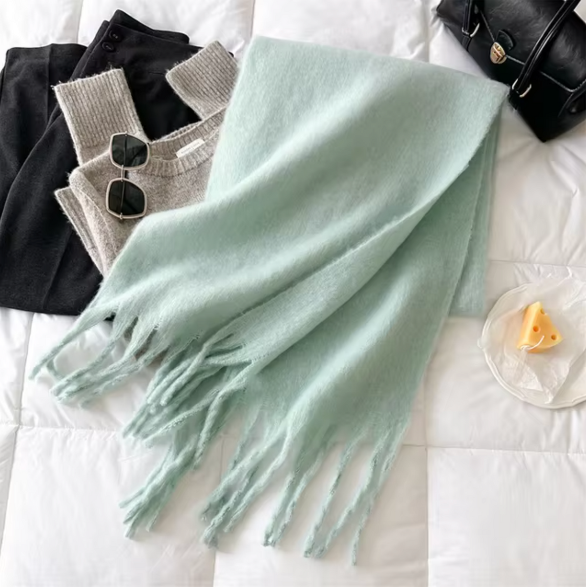 Elyra | Womens Pashmina Scarf with Long Tassels | Thick Soft Weave, Doubles as a Wrap or Blanket | in 20 Colors