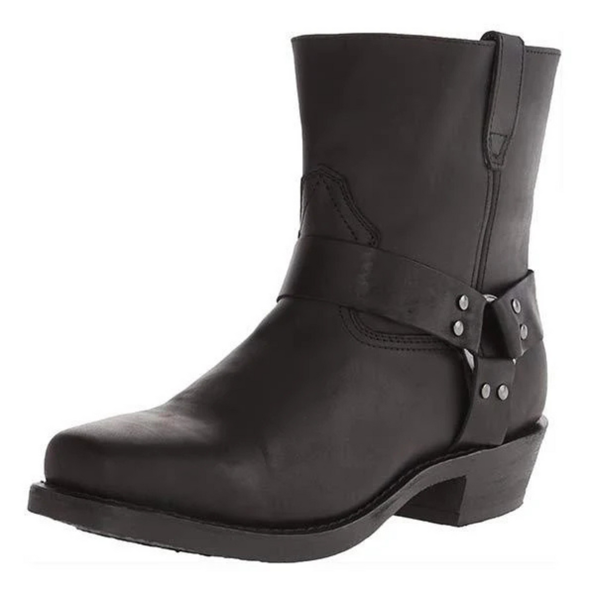 Men's Cowboy Ankle Boots, Decorative Strap, Low Heel