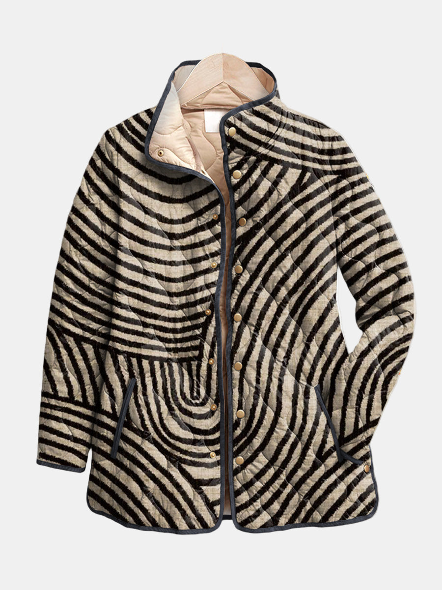 Women's Retro Circle Print Quilted Jacket