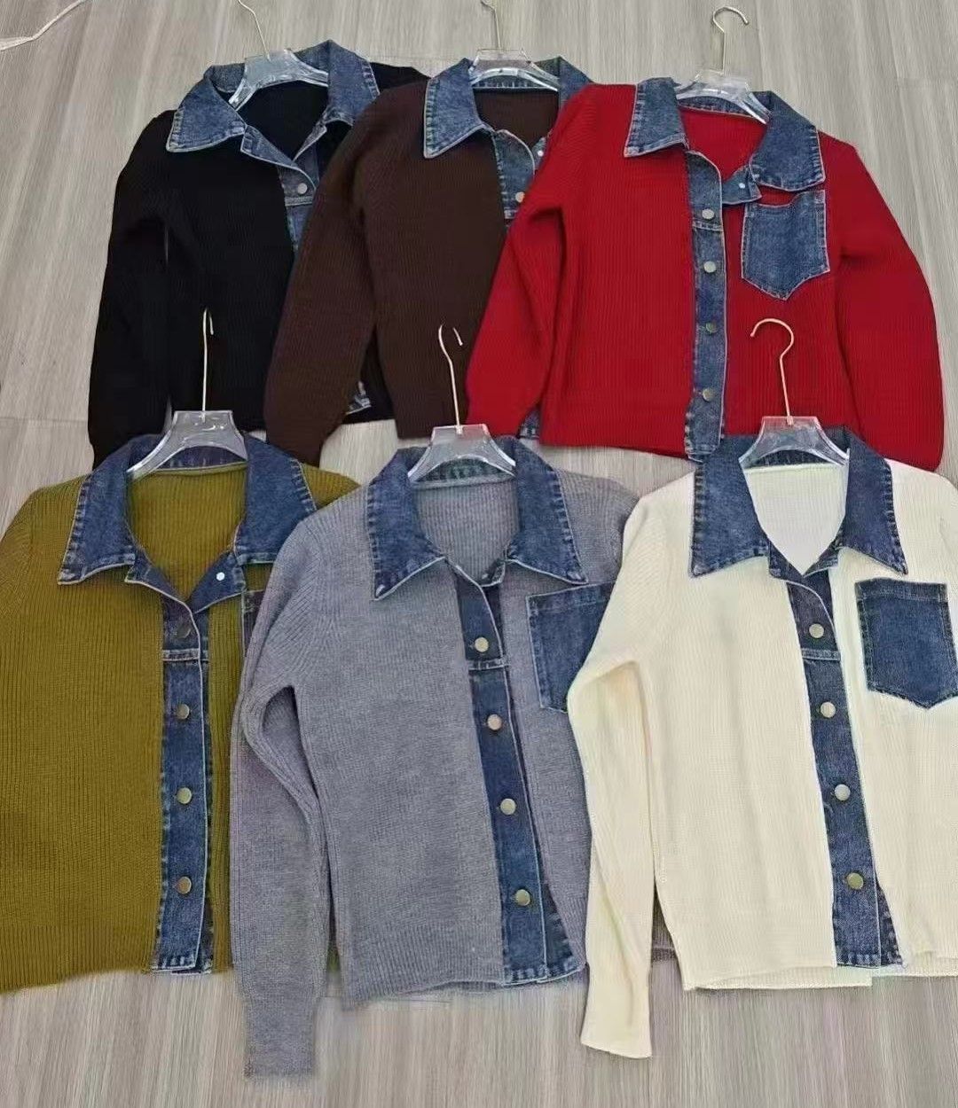 Women's Ribbed Knit Cardigan, Polo Collar, Button Front