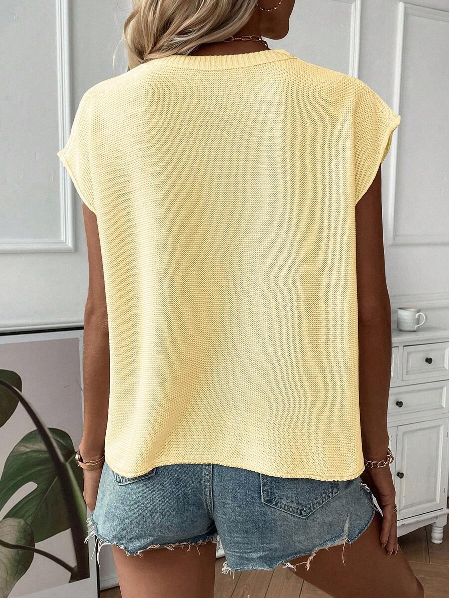 Adalynn | Cap Sleeve Knit Top Oversized Round Neck Everyday Layer
