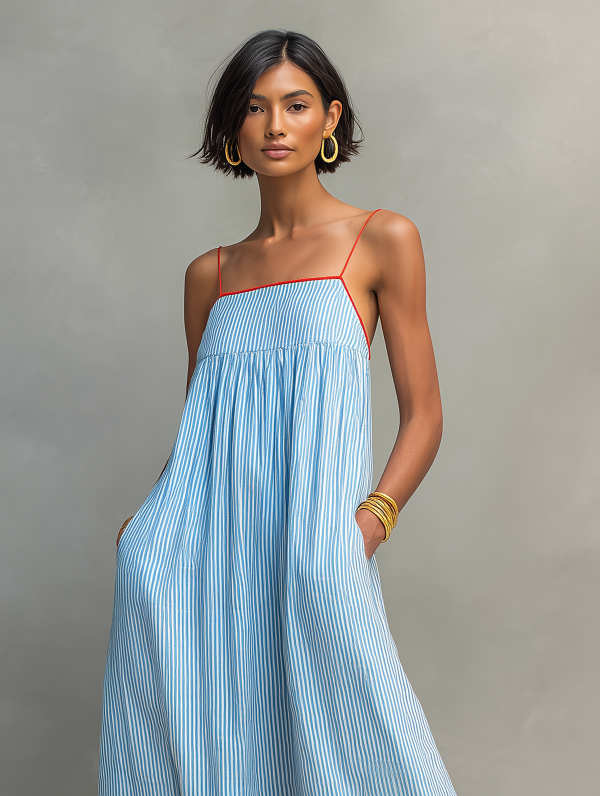 Priscille | Maxi Striped Dress with Thin Straps