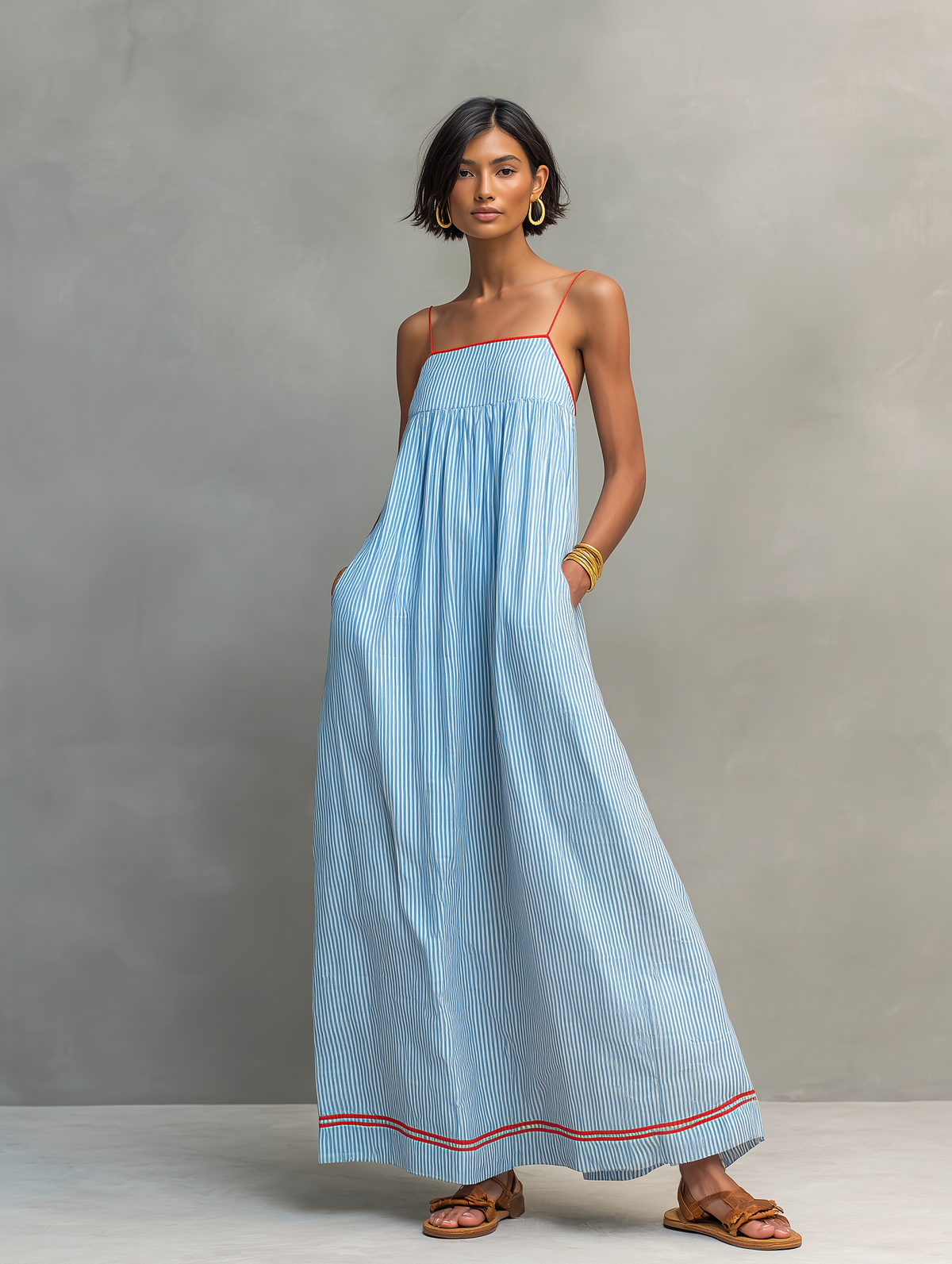 Priscille | Maxi Striped Dress with Thin Straps