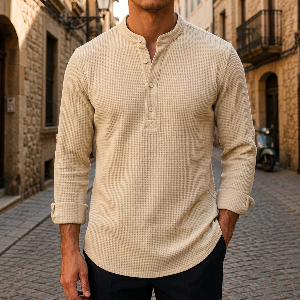 Riehen Waffle Textured Cotton Shirt