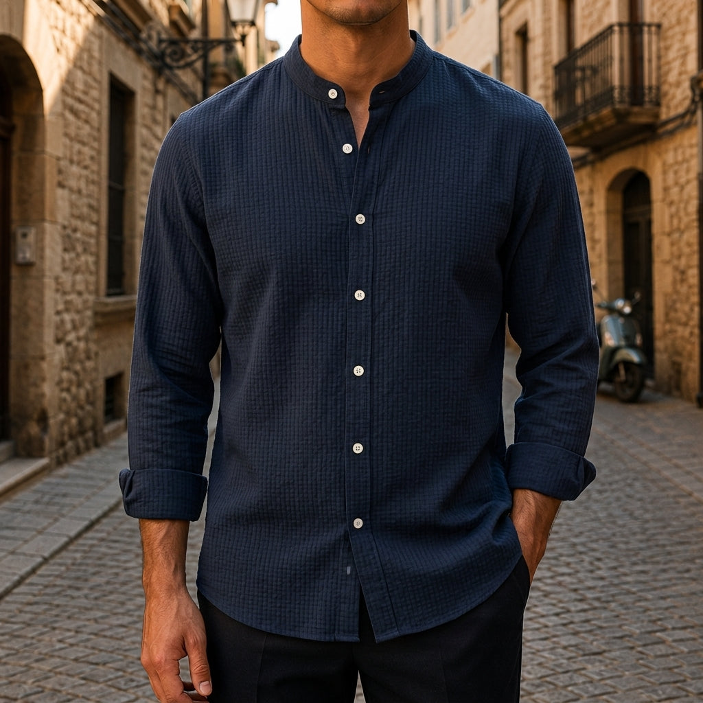 Riehen Waffle Textured Cotton Shirt