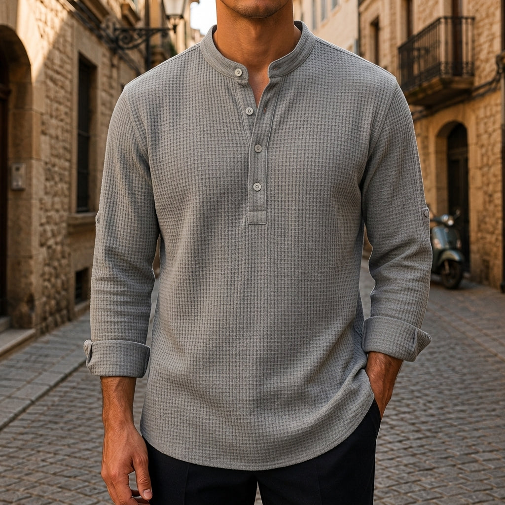Riehen Waffle Textured Cotton Shirt
