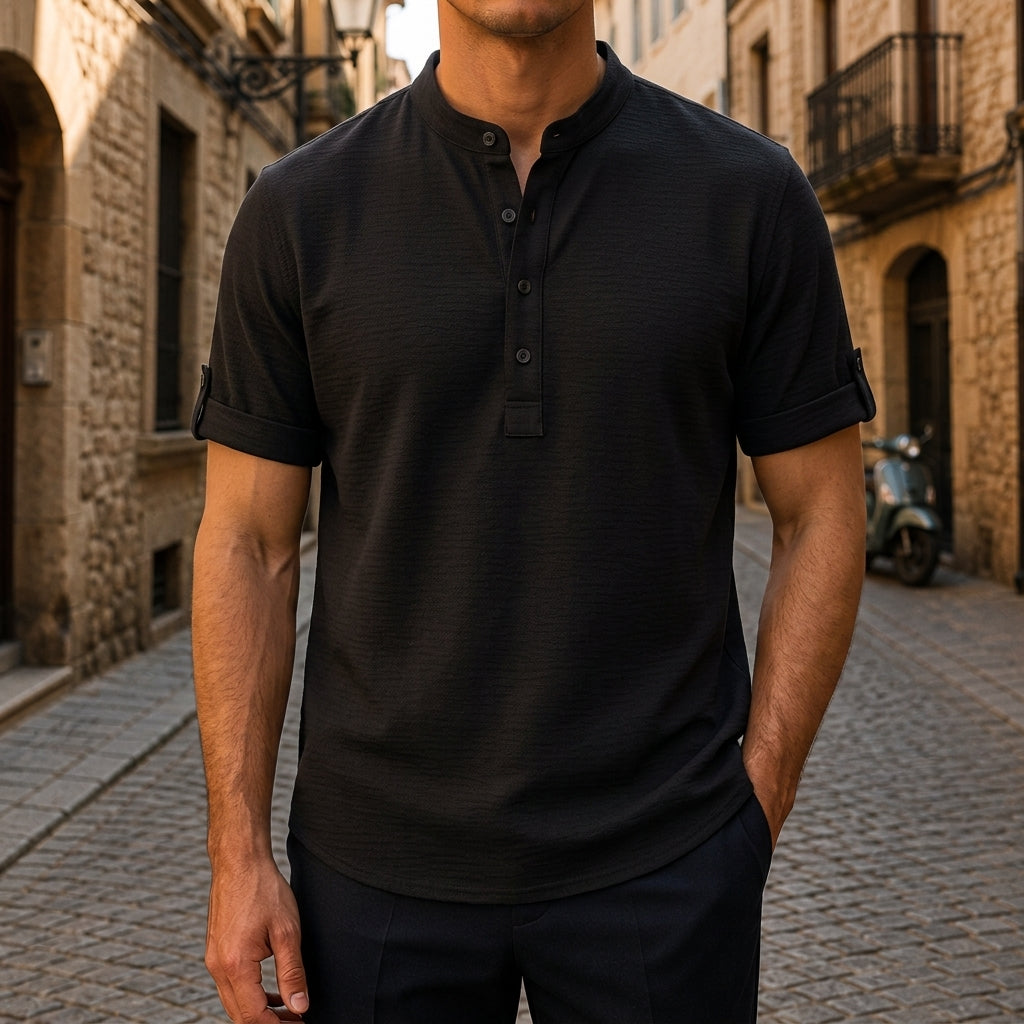 Riehen Waffle Textured Cotton Shirt